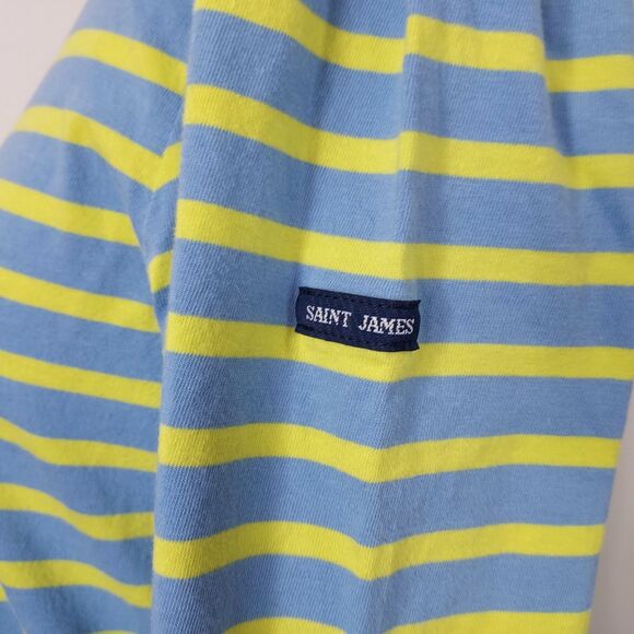SAINT JAMES L'ATELIER Womens Size 10 Blue Yellow Nautical Striped Cotton Top - Picture 5 of 13